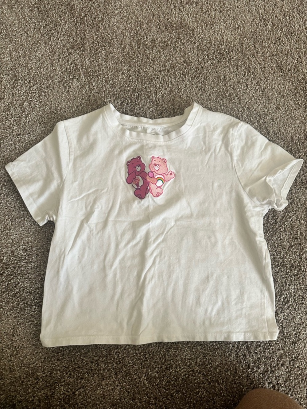 Kids White T-Shirt with Pink Bear Graphic